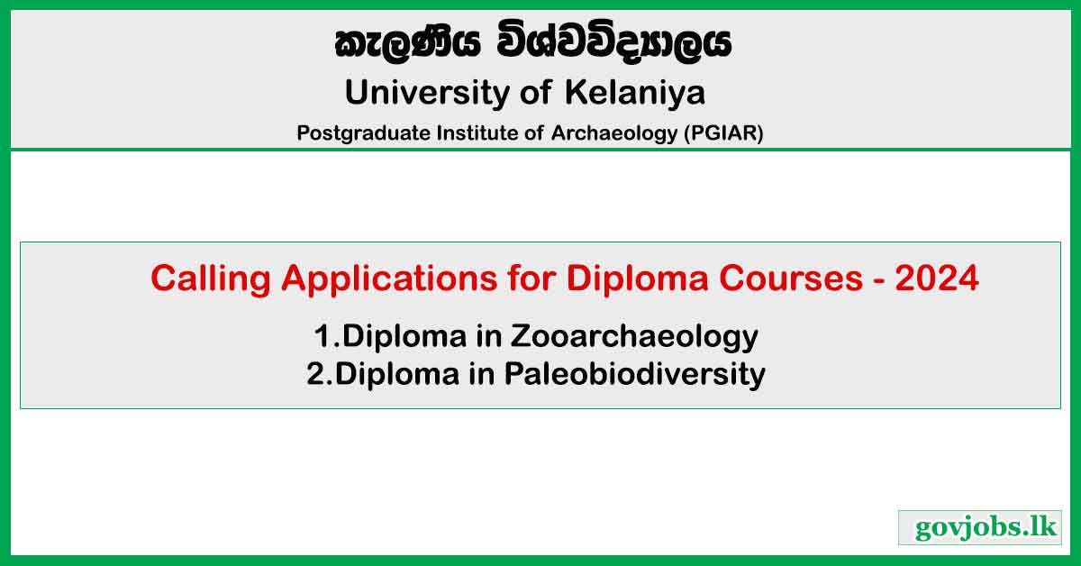 University of Kelaniya (PGIAR) - Diploma in Zooarchaeology / Paleobiodiversity 2024