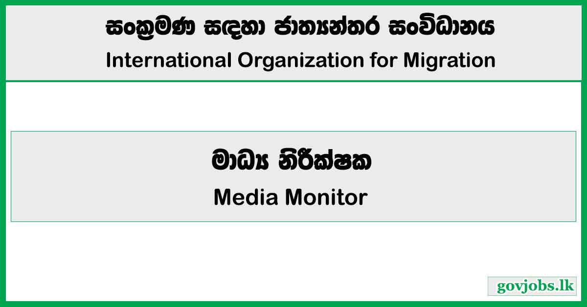 Media Monitor - International Organization for Migration Job Vacancies 2024