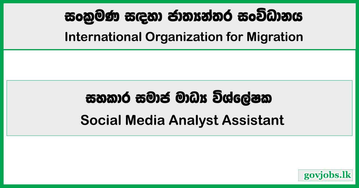 Social Media Analyst Assistant - International Organization for Migration Job Vacancies 2024