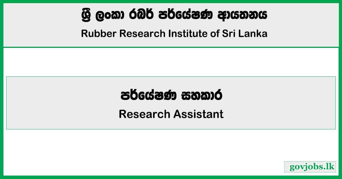 Research Assistant - Rubber Research Institute of Sri Lanka Job Vacancies 2024