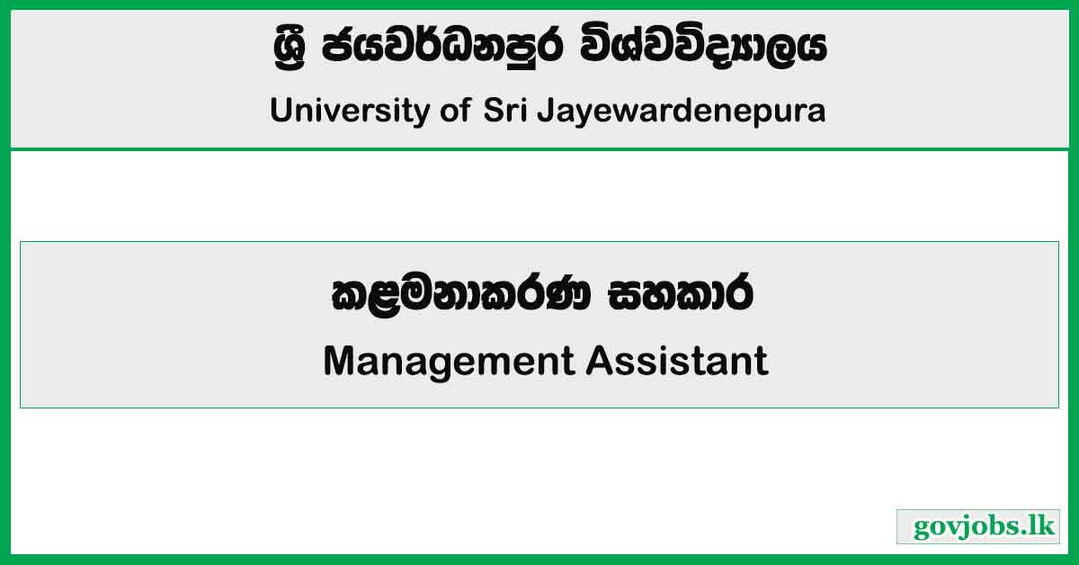 Management Assistant - University of Sri Jayewardenepura Job Vacancies 2024