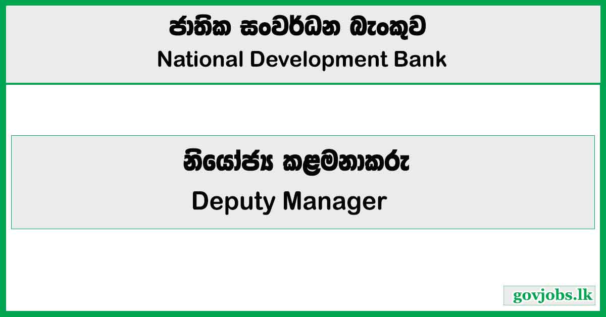 Deputy Manager - Brands and Marketing Communications - National Development Bank PLC Job Vacancies 2024