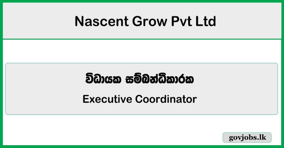 Executive Coordinator -Female - Nascent Grow Pvt Ltd Job Vacancies 2024