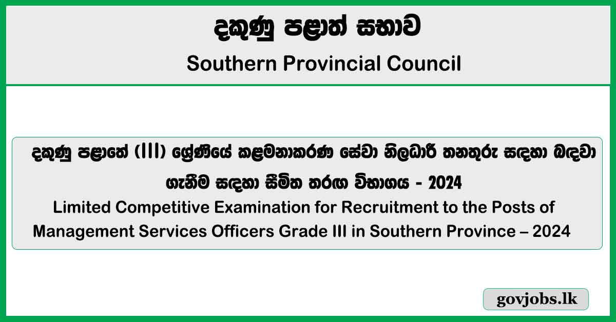 Management Services Officer (MSO) Vacancies (Limited Exam) – 2024