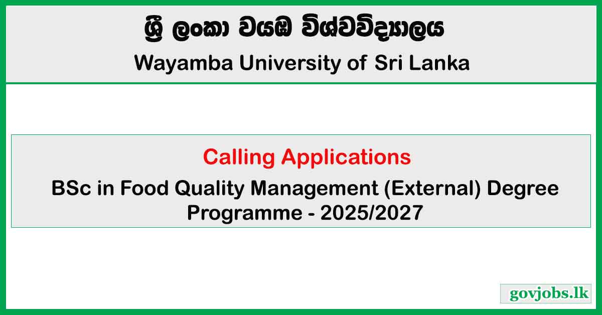 BSc in Food Quality Management (External) Degree Programme 2024