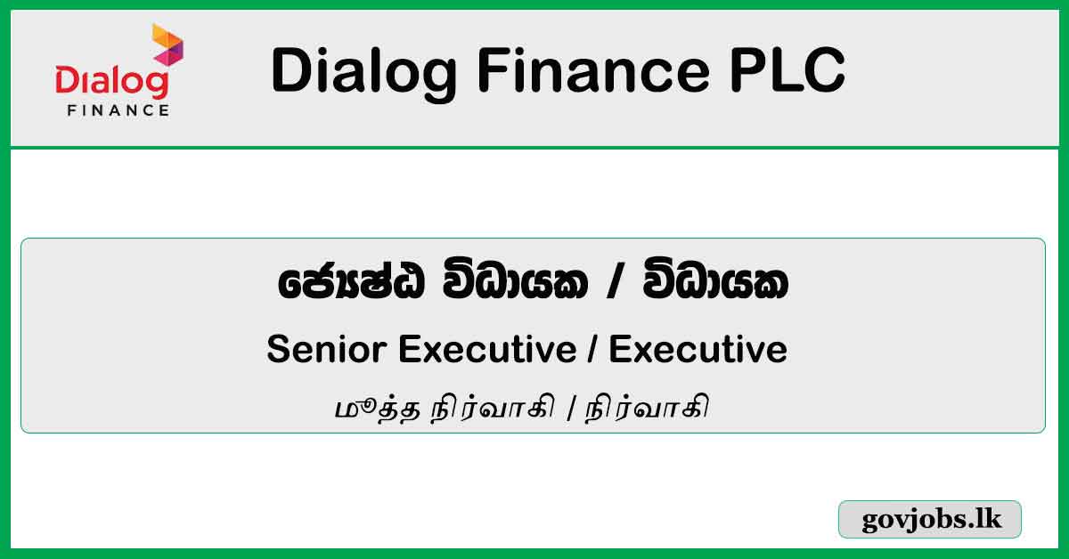 Senior Executive / Executive - Dialog Finance PLC Job Vacancies 2024