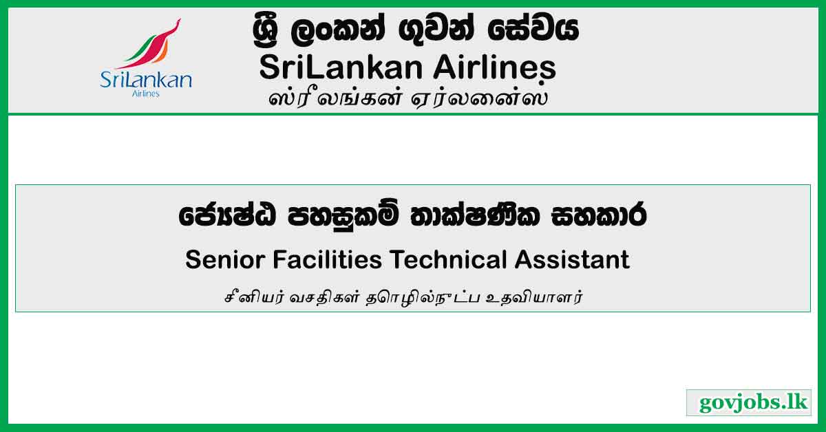 Senior Facilities Technical Assistant SriLankan Airlines Job   30 3 