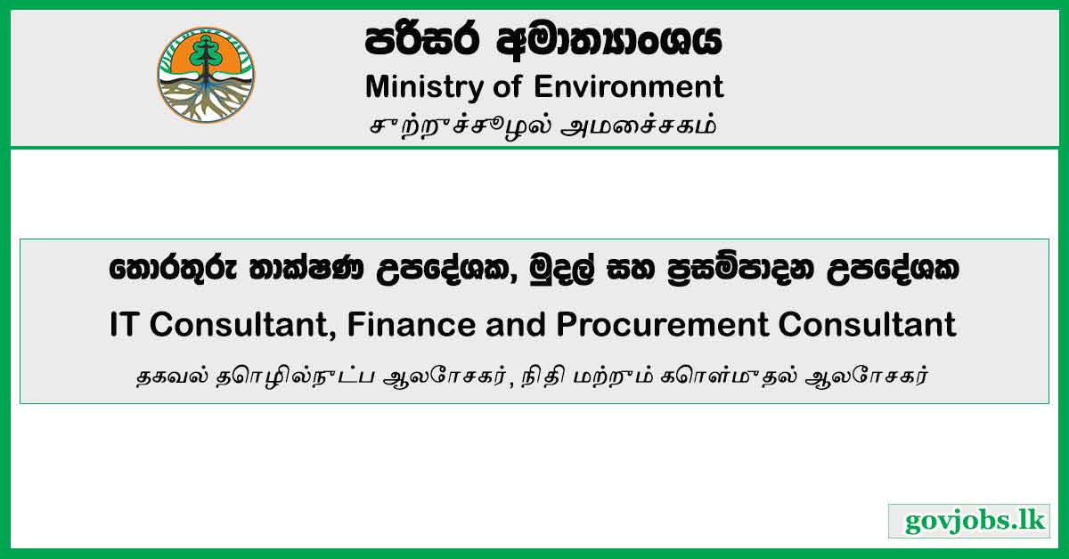 IT Consultant, Finance and Procurement Consultant – Ministry of Environment Vacancies 2023