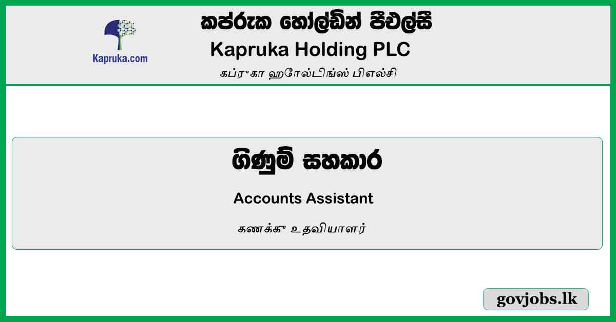 Accounts Assistant Jobs – Kapruka Job Vacancies 2023