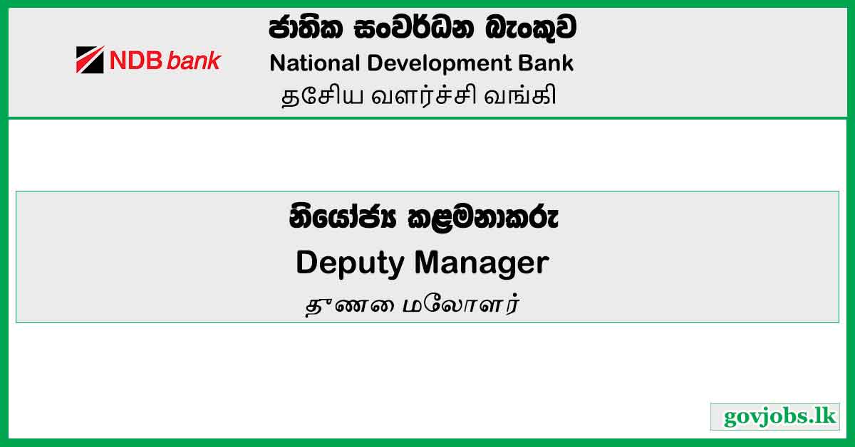 Deputy Manager (Finance) – National Development Bank Vacancies 2023