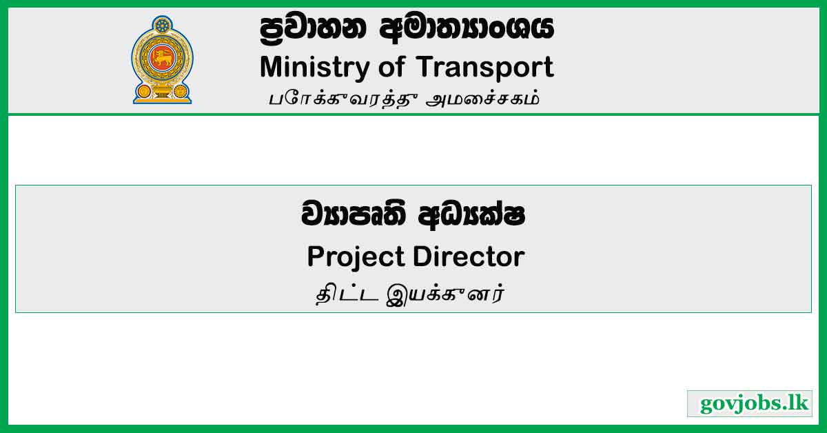 Project Director - Ministry Of Transport Job Vacancies 2023