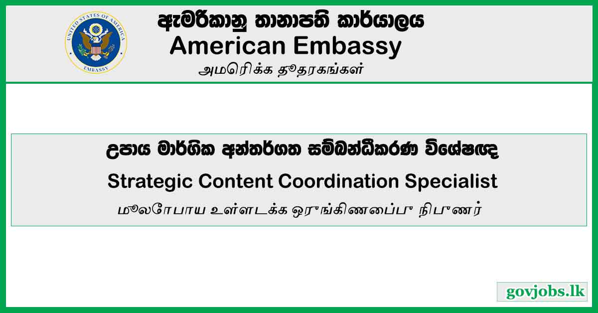 Strategic Content Coordination Specialist - American Embassy