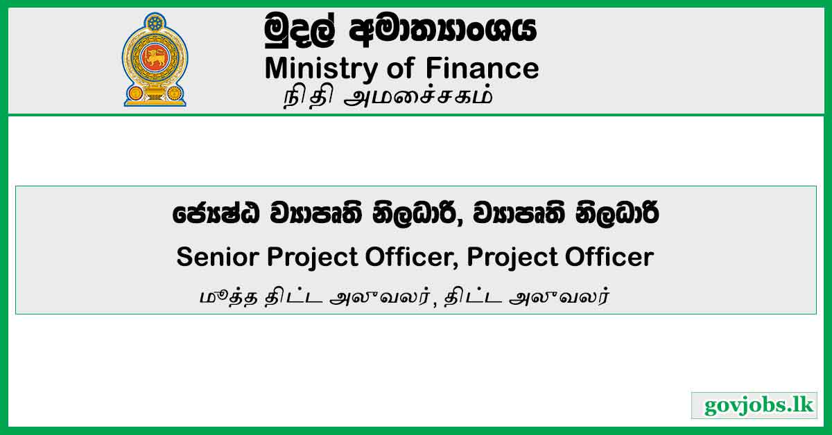 Senior Project Officer, Project Officer - Ministry Of Finance Job Vacancies 2024