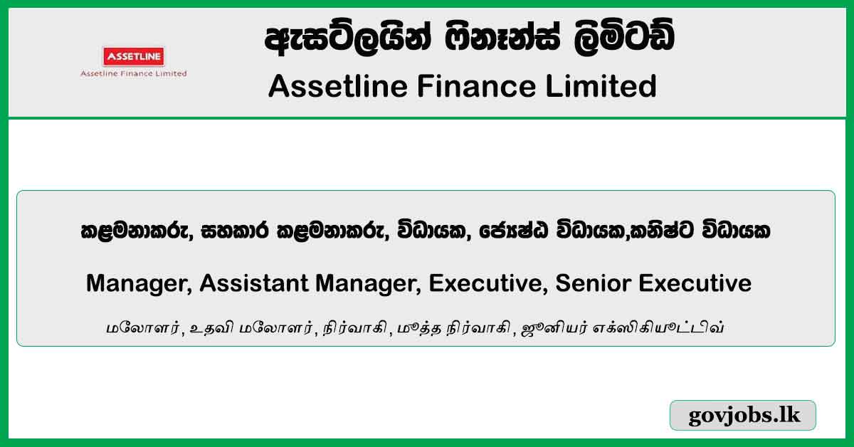 Manager, Assistant Manager, Executive, Senior Executive – Assetline Finance Limited Vacancies 2023