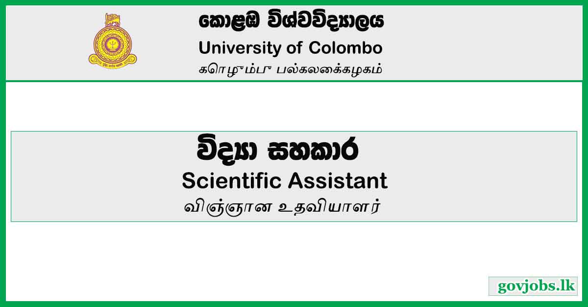 University Of Colombo-Scientific Assistant Vacancies 2023