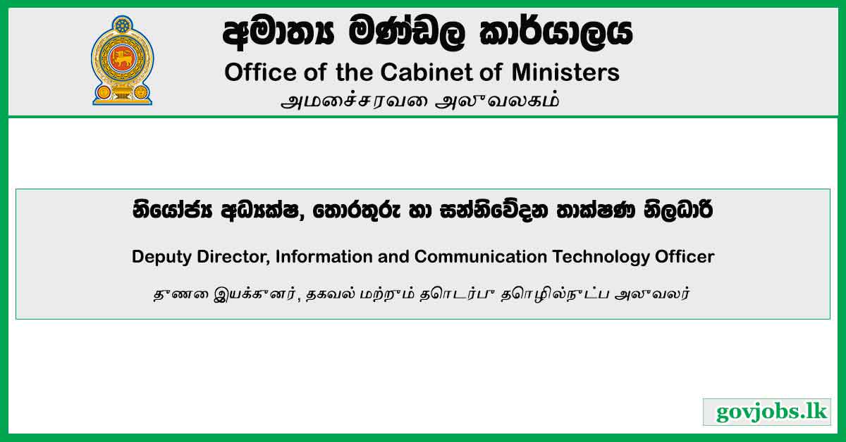 Deputy Director, Information and Communication Technology Officer – Office of the Cabinet of Ministers
