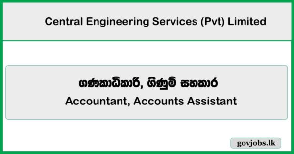 Accountant, Accounts Assistant - Central Engineering Services (Pvt) Limited Job Vacancies 2025