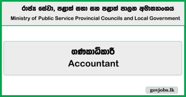 Accountant - Ministry of Public Service Provincial Councils and Local Government Job Vacancies 2025