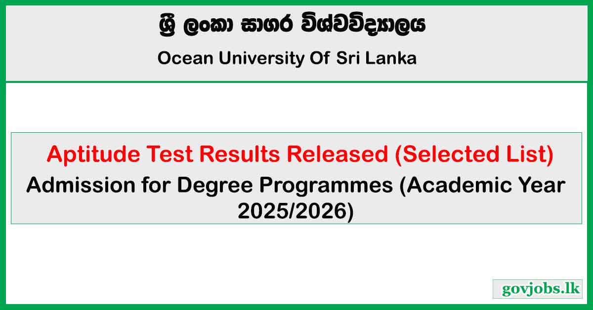 Aptitude Test Results (Selected List) Released 2025 - Ocean University