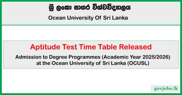 Aptitude Test Time Table 2025 (Degree Programs) - Ocean University