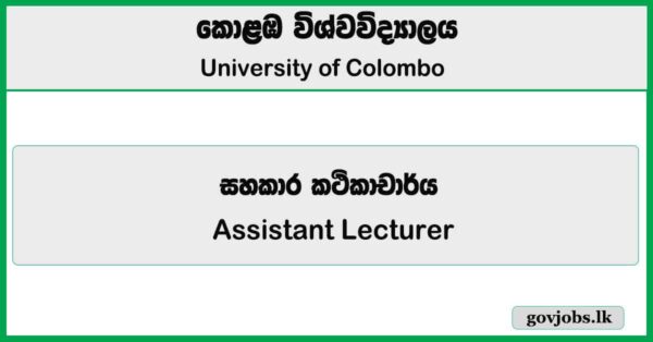 Assistant Lecturer - University of Colombo Job Vacancies 2025