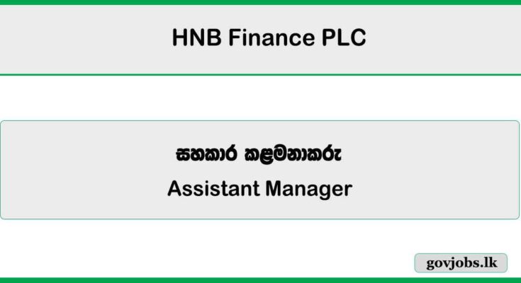 Assistant Manager - Gold Loan - HNB Finance PLC Vacancies 2025