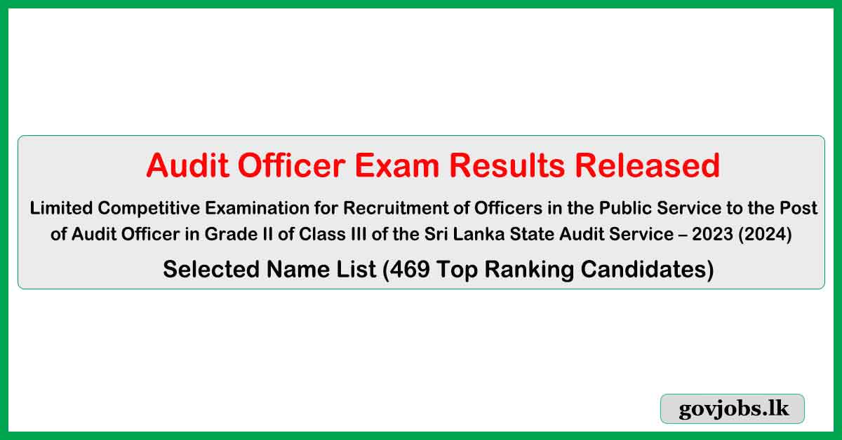 Audit Officer Exam Results Released 2024