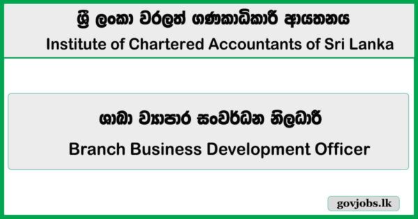 Branch Business Development Officer - Institute of Chartered Accountants of Sri Lanka Job Vacancies 2026