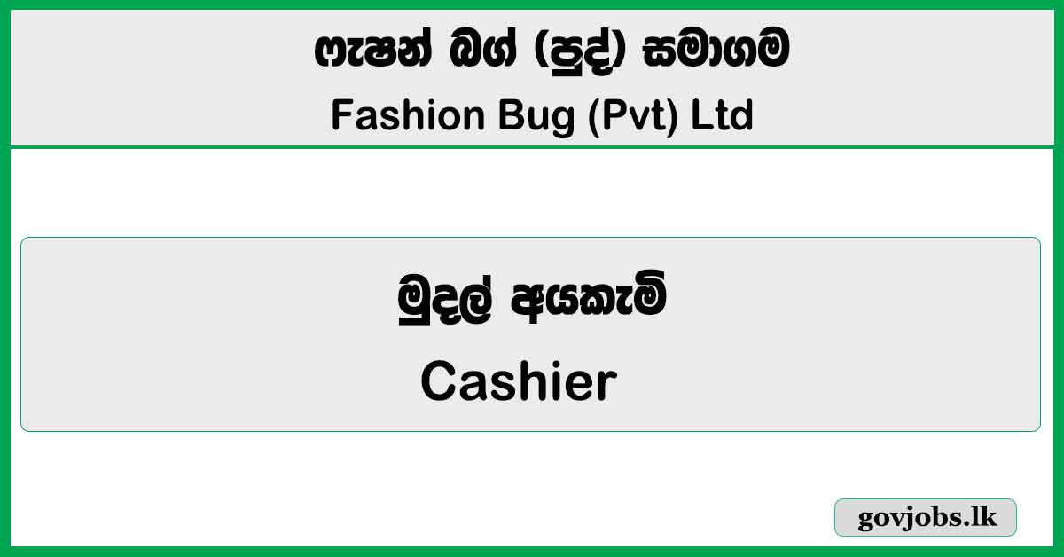 Cashier - Fashion Bug (Pvt) Ltd Job Vacancies 2026