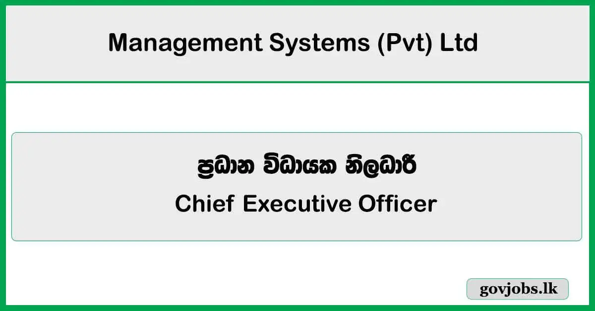 Chief Executive Officer - Management Systems (Pvt) Ltd Job Vacancies 2025