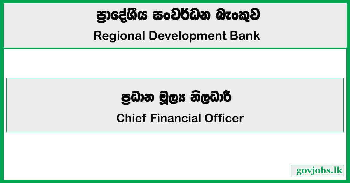 Chief Financial Officer - Regional Development Bank Job Vacancies 2024