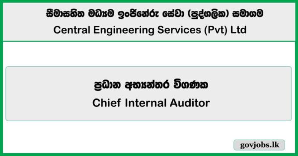 Chief Internal Auditor – Central Engineering Services (Pvt) Ltd Job Vacancies 2025