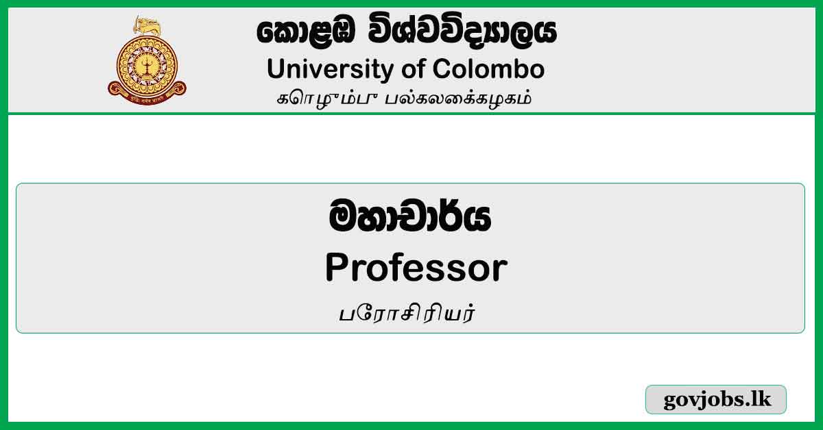 Professor - University Of Colombo Job Vacancies 2024