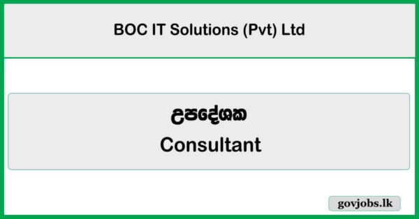 Consultant - BOC IT Solutions (Pvt) Ltd 2026 Vacancies