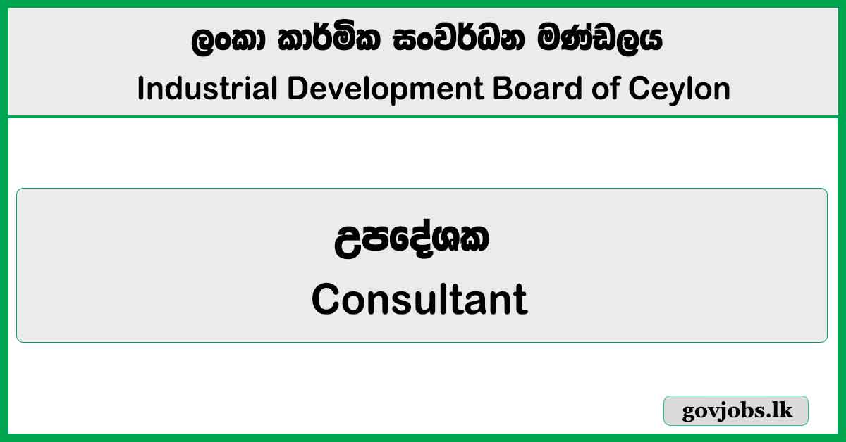 Consultant - Industrial Development Board of Ceylon Job Vacancies 2025
