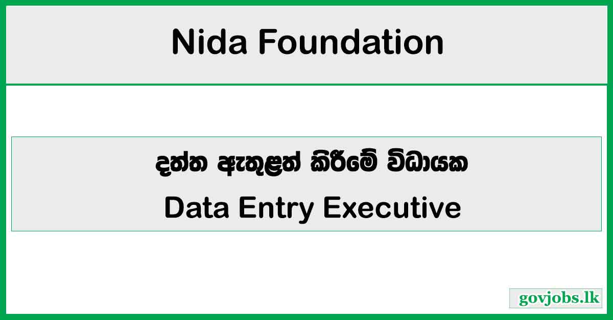 Data Entry Executive - Nida Foundation Job Vacancies 2026