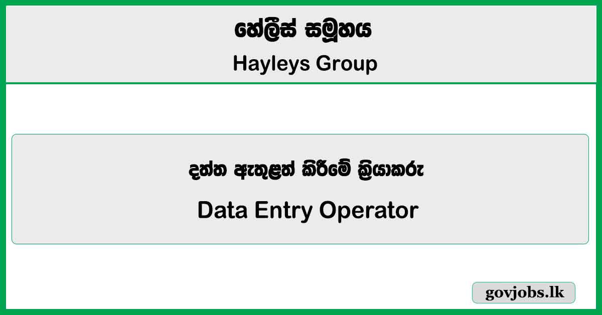 Data Entry Operator (Kandy) - Hayleys Group Vacancies 2025