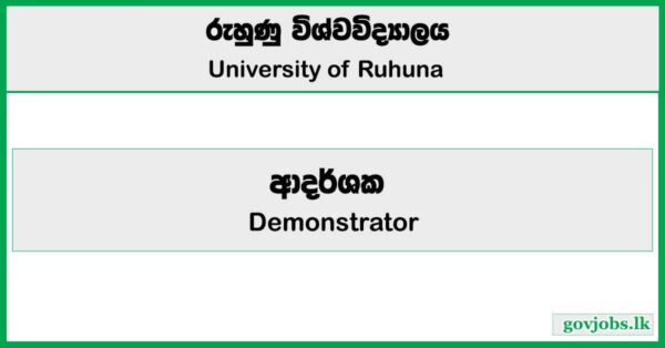 Demonstrator (Department of Zoology) - University of Ruhuna Job Vacancies 2025
