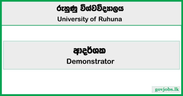 Demonstrator - University of Ruhuna Job Vacancies 2025
