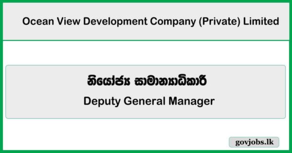 Deputy General Manager – Ocean View Development Company (Private) Limited 2026 Job Vacancies
