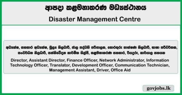 Director, Assistant Director, Finance Officer, Drive & More Vacancies - Disaster Management Centre Job Vacancies 2026