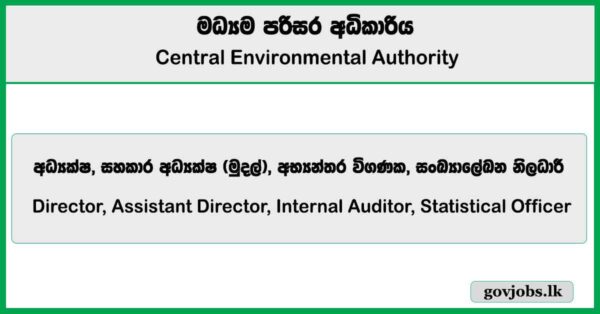 Director, Assistant Director, Internal Auditor, Statistical Officer - Central Environmental Authority Job Vacancies 2026