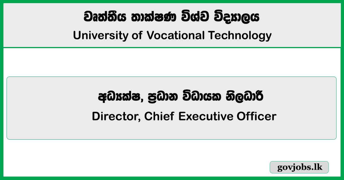 Director, Chief Executive Officer – University of Vocational Technology Job Vacancies 2025