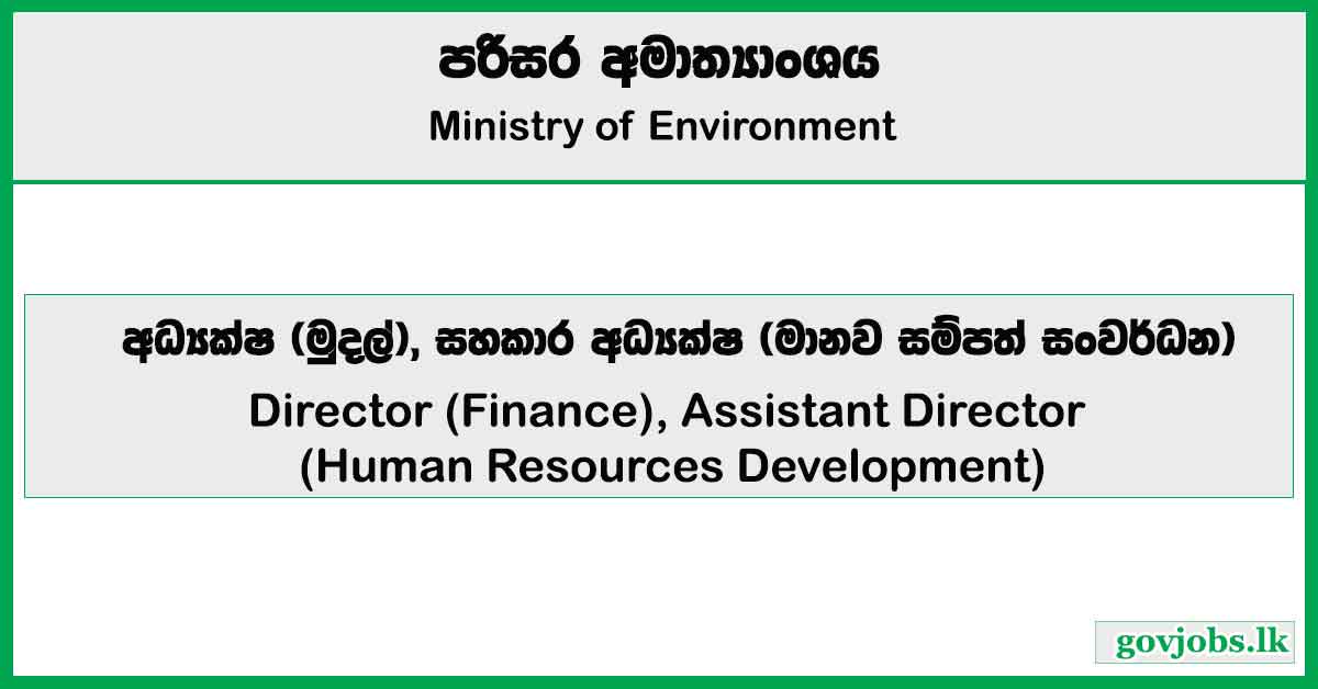 Director (Finance), Assistant Director (Human Resources Development) - Central Environmental Authority Job Vacancies 2026