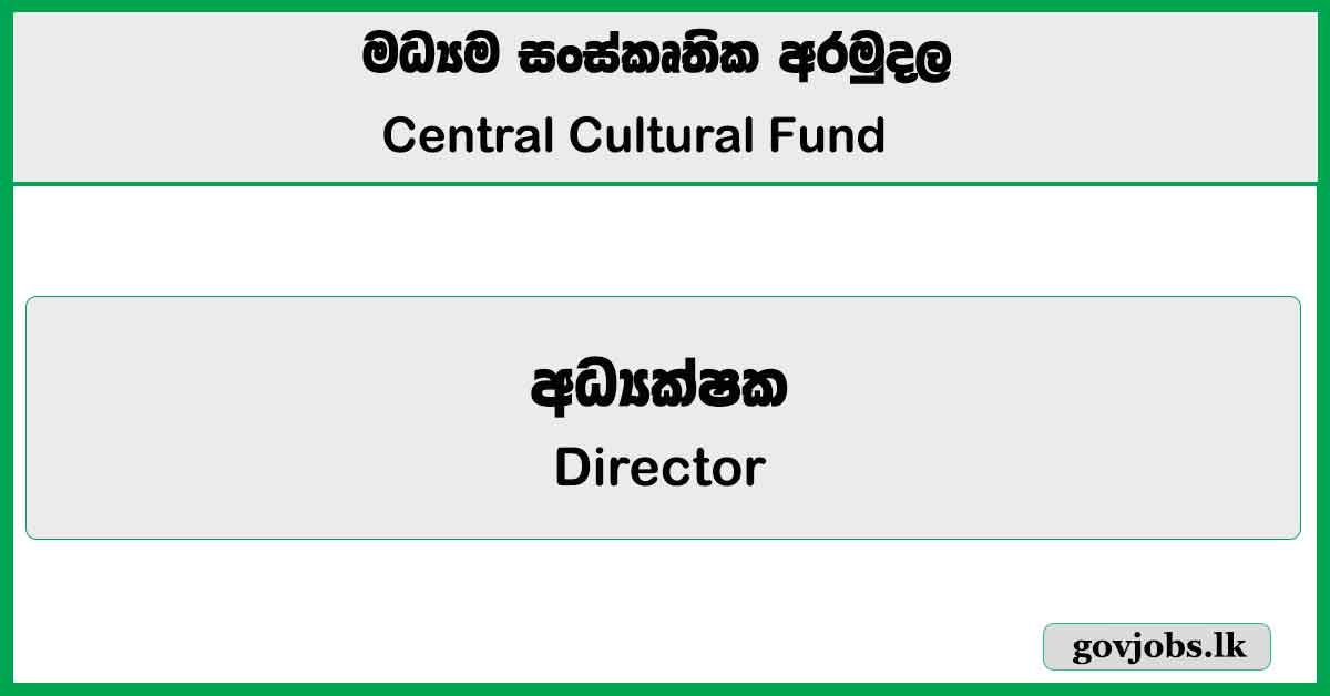 Director (Finance) - Central Cultural Fund Job Vacancies 2025