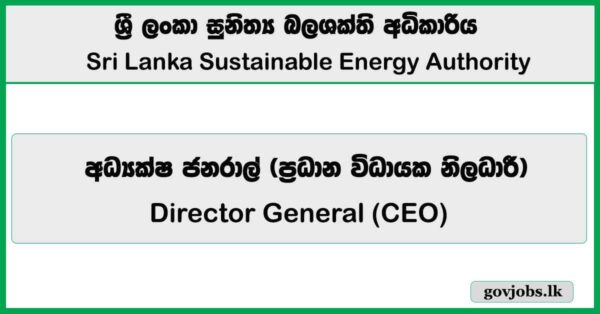 Director General (CEO) - Sri Lanka Sustainable Energy Authority 2026 Job Vacancies