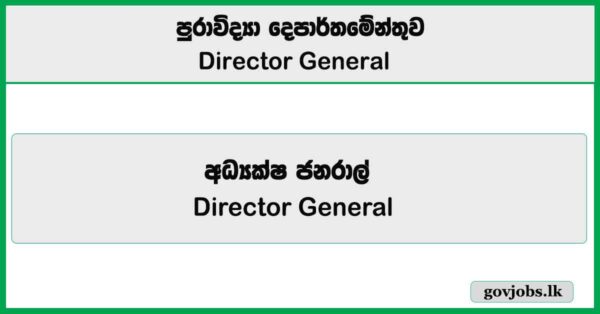 Director General – Department of Archaeology Job Vacancies 2025