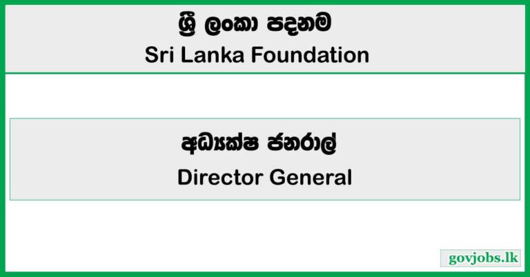 Director General – Sri Lanka Foundation Job Vacancies 2026