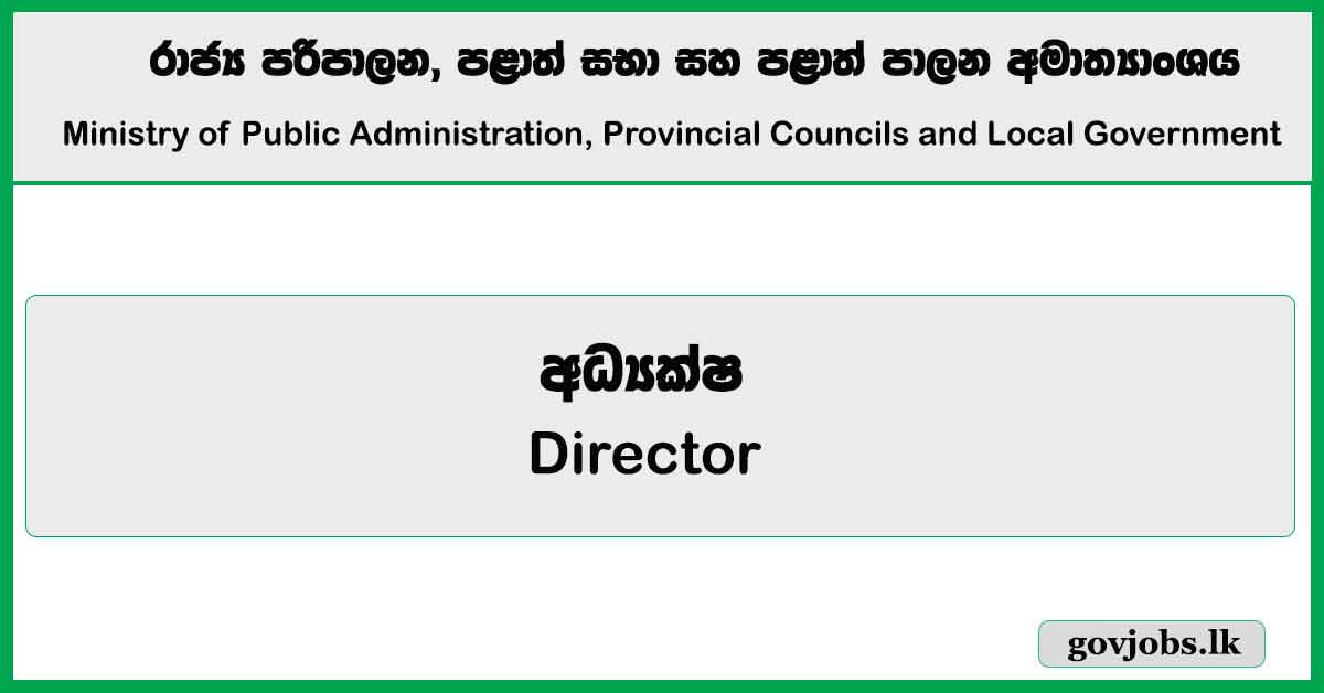 Director - Ministry of Public Administration, Provincial Councils and Local Government Job Vacancies 2025