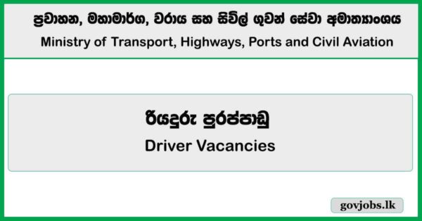 Driver (PAEHP) – Ministry of Transport, Highways, Ports and Civil Aviation Job Vacancies 2025